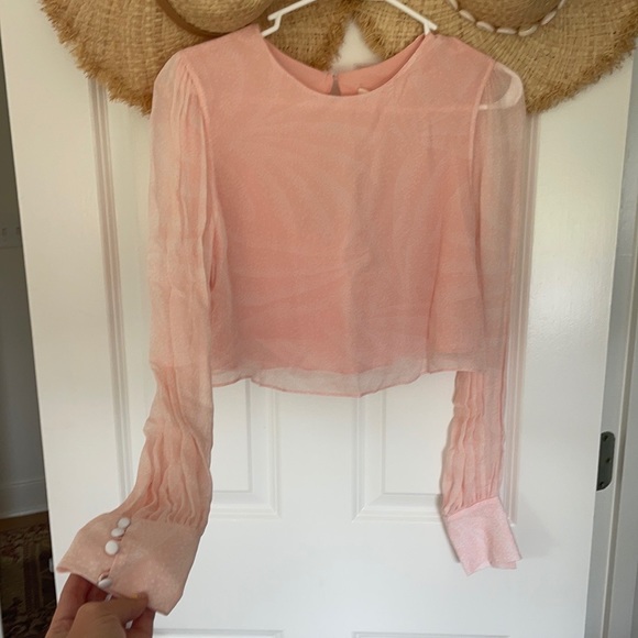 TVF for DVF cropped pink chiffon top! Sz SM! NWT - Picture 8 of 8